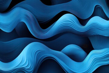 Obraz premium Abstract blue wave patterns flowing smoothly against a dark background, evoking calmness and depth