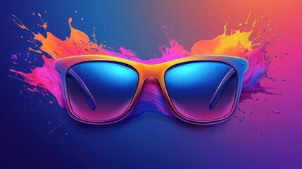 Colorful sunglasses splash background advert