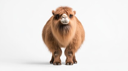 Obraz premium Cute Cartoon Camel Character Standing on White Background