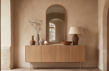 Cozy and stylish living room with minimalist furniture, warm tones, and modern decor for a relaxing space.