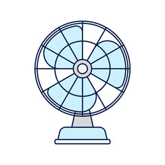 Electric Fan, A standing oscillating fan with a classic circular design, providing air circulation. 