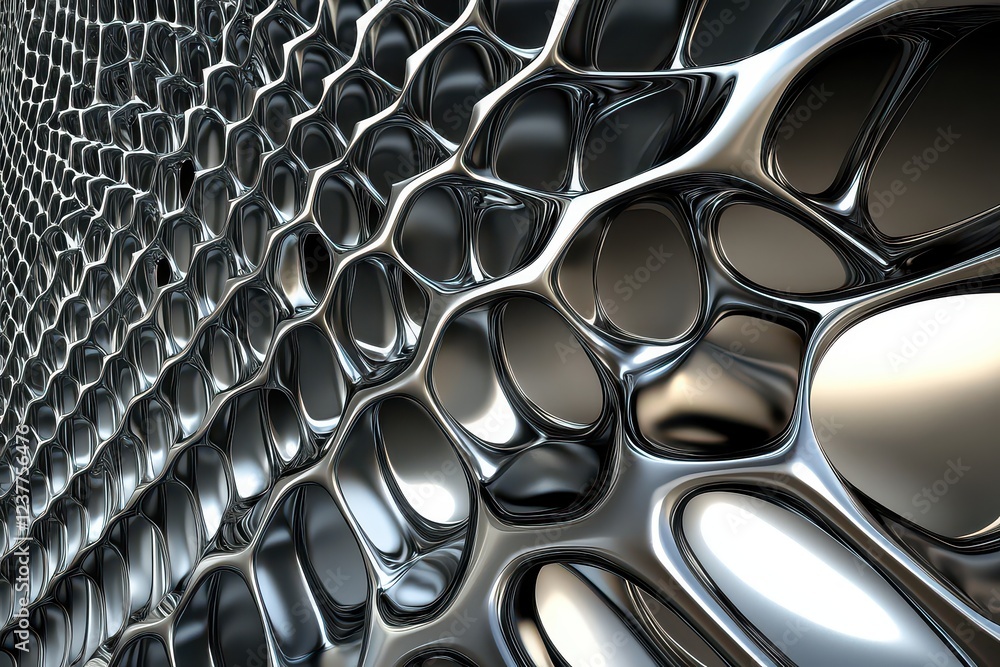 Aufkleber abstract close-up of a metallic honeycomb structure showcasing reflective surfaces and depth
