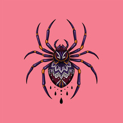 Ornate Mandala Spider A Darkly Elegant Vector Illustration