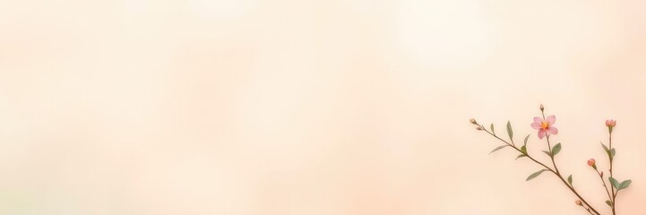 Soft peach hues blend with gentle mint tones for a calming atmosphere, nature scene, blooming flowers