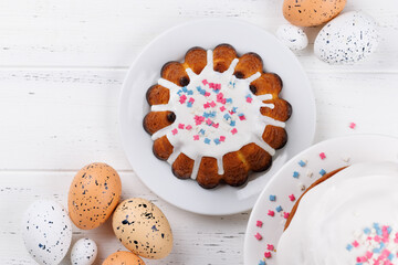 Traditional Easter cake decorated with colorful icing and sprinkles, symbolizing the festive spirit