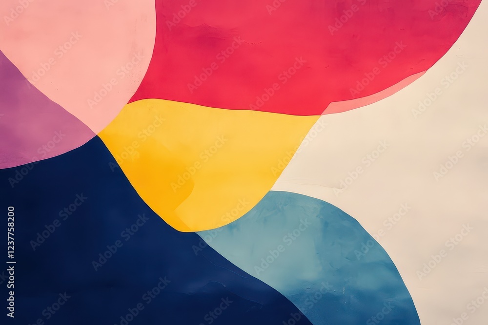 Poster abstract colorful shapes blending harmoniously on a smooth surface, creating a vibrant backdrop