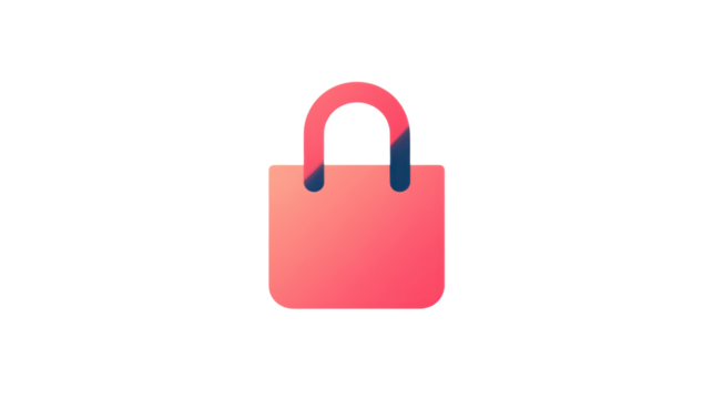 Shopping bag icon with transparent background representing online commerce