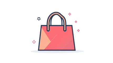 Red shopping bag on transparent background representing online shopping and commerce