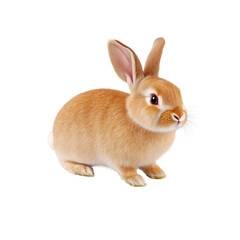 Fototapeta premium Adorable Fluffy Orange Bunny Rabbit on White Background