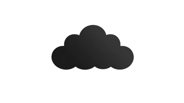 Black cloud icon showing forecast and meteorology on transparent background