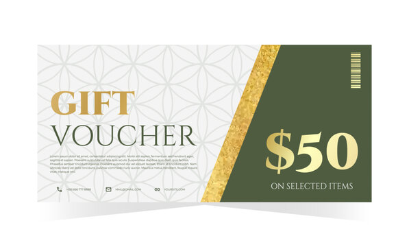Gift voucher template in elegant ornament design. Sale, promotion, certificate. Vector illustration for spa, wellness, hotel resort - Powered by Adobe
