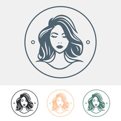 Beautiful woman minimalist logo vector illustration