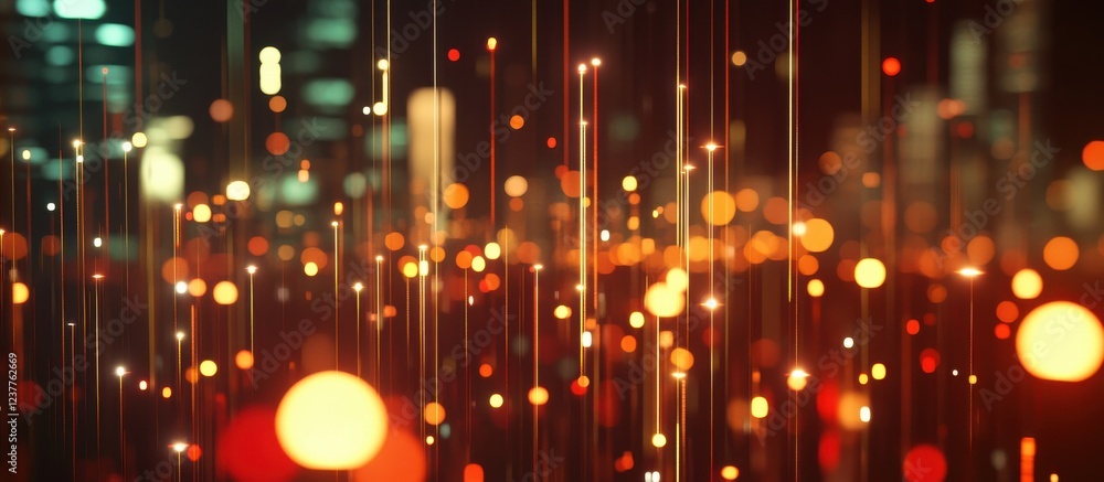 Poster a vibrant display of glowing orbs and vertical lines creates a mesmerizing, abstract scene reminisce