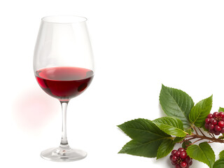 Red wine glass isolated on white background