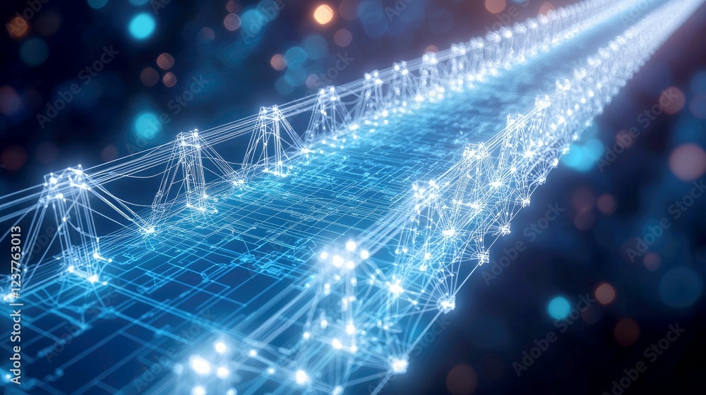 Poster digital bridge: a futuristic network connection visualization