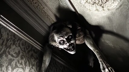 Devilish characters and monsters in black and white. Collection of motion graphics in horror fantasy genre. Animated 4K video clip nightmares for Halloween.