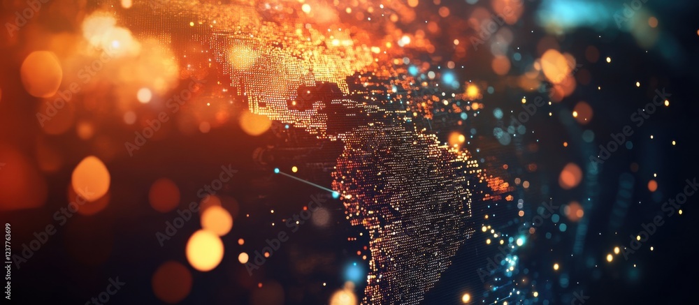 Poster a vibrant digital representation of interconnected points, creating a mesmerizing abstract visualiza