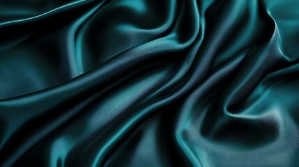 Fototapeta premium Teal silk fabric draped background for luxury design