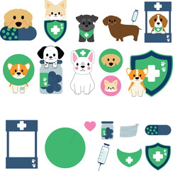 Obraz premium cute dog, healthy puppy, vet dog illustration, medical pet clip art, dog with stethoscope, wellness puppy, dog checkup, veterinary pet graphic, happy healthy dog, dog with thermometer