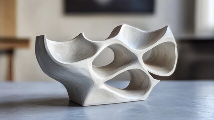 Abstract Modernist Sculpted Stone Wine Rack or Decorative Object