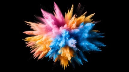 Obraz premium Vibrant Explosion of Colorful Powder Against Black Background