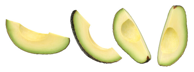 Avocado pieces isolated, transparent PNG, PNG format, collection