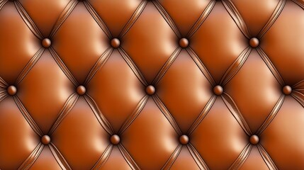 Fototapeta premium Brown Leather Upholstery with Diamond Pattern and Button Accents