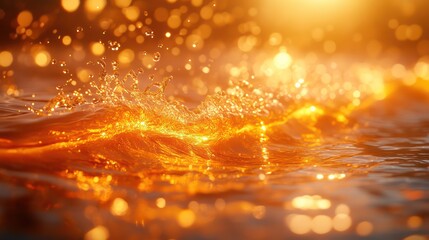 Golden Hour Water Splashes: A Serene Sunset Scene