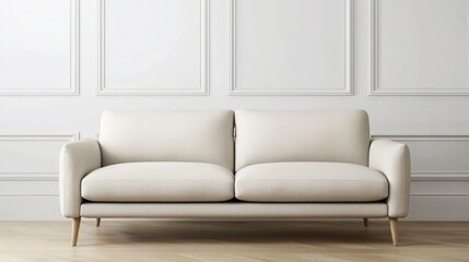 Fototapeta premium Beige Linen Sofa in Modern Living Room Interior