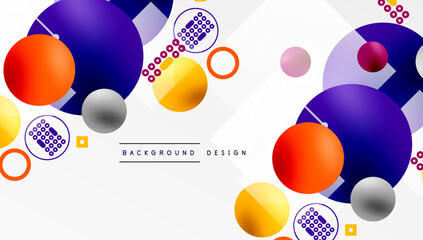 Minimalistic abstract vector design, layered geometric shapes circles, squares, and triangles with soft pastel gradients and semi-transparent effects. Perfect for contemporary use