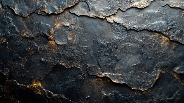 Dark Elegance: A Textured Study in Black and Gold Stone