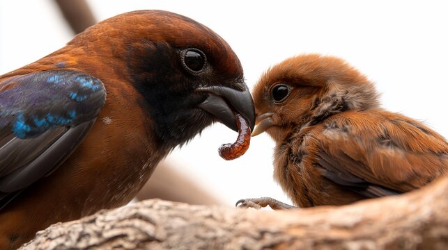 Chestnut-tailed Minla Feeding its Chick