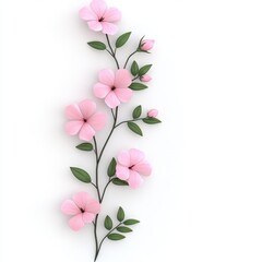 Naklejka premium A delicate arrangement of pink flowers with green leaves showcasing nature's beauty.