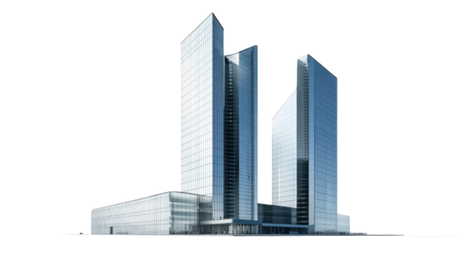 Modern skyscrapers reaching for the sky on transparent background