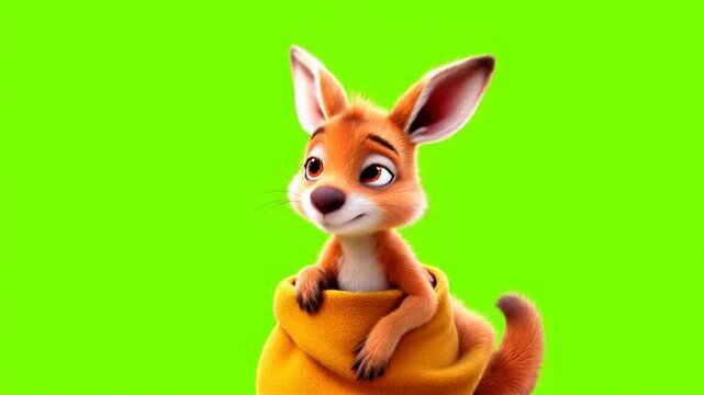 Cute Kangaroo Green Screen Animation