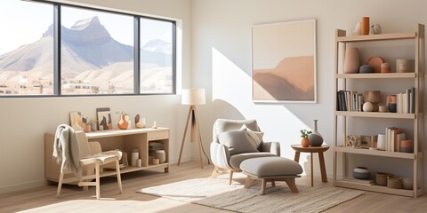 Fototapeta premium modern living room with fireplace