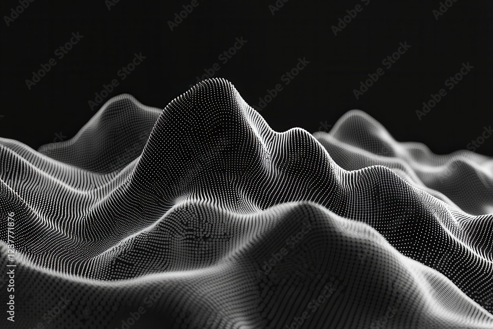 Aufkleber abstract representation of undulating terrain in monochrome, showcasing depth and texture