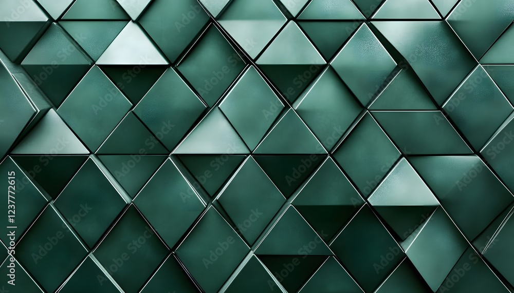 Poster abstract green geometric triangular pattern wall
