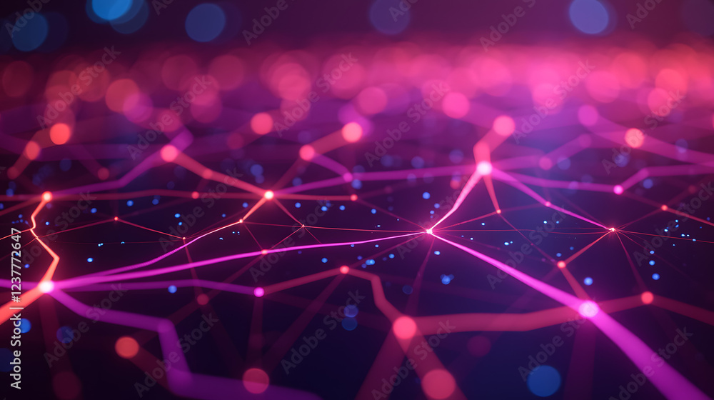 Aufkleber abstract glowing network connections in vibrant colors showcasing technology and digital communicati
