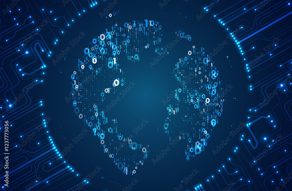 Poster abstract global technology background. futuristic data network elements. digital innovation concept 