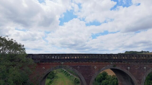 Historic old viaduct located in beautiful County Kent, aerial close-up