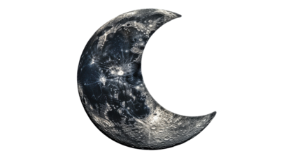 Half moon shining with transparent background