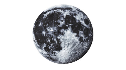 Obraz premium Full moon rotating showing craters and surface details on transparent background