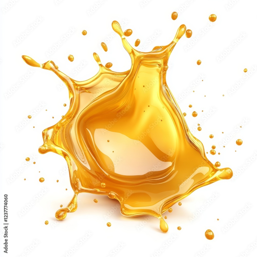 Poster striking 3d visualization of honey splash with dynamic fluid motion