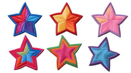 Fototapeta premium Colorful Fabric Star Patches in Various Bright Colors