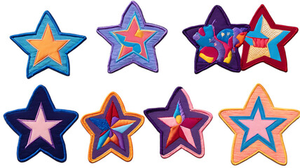 Obraz premium Colorful Fabric Star Patches in Various Bright Colors