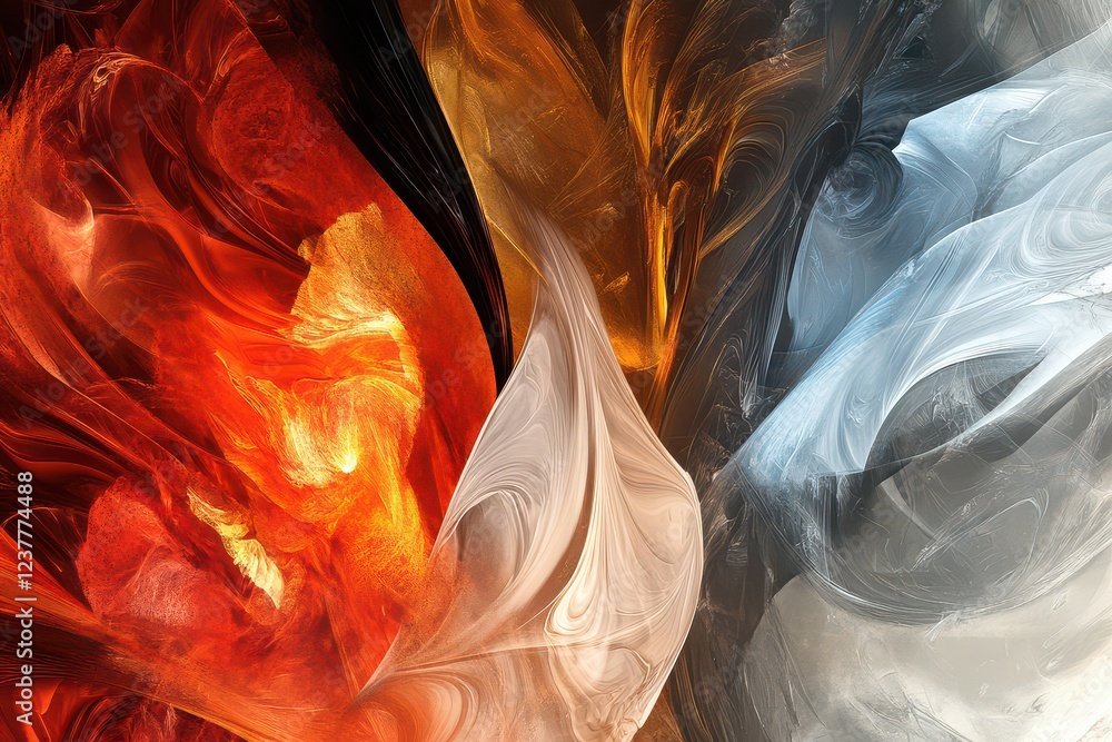 Aufkleber abstract swirling patterns in vibrant colors depicting a dynamic interplay of light and shadow