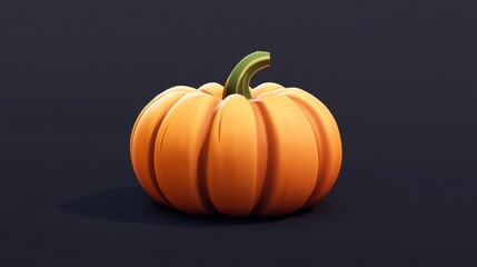Stylized 3D Icon of a Pumpkin in Deep Orange Color