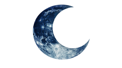 Crescent moon with transparent background representing night, dreams, and mystery