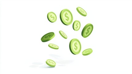 Floating money icon cartoon style white background graphic design